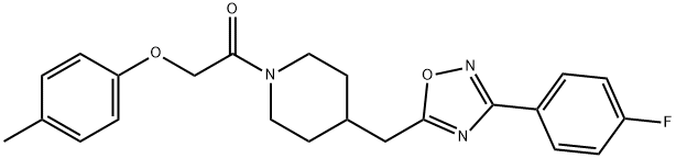 1-(4-{[3-(4-fluorophenyl)-1,2,4-oxadiazol-5-yl]methyl}piperidin-1-yl)-2-(4-methylphenoxy)ethan-1-one Struktur