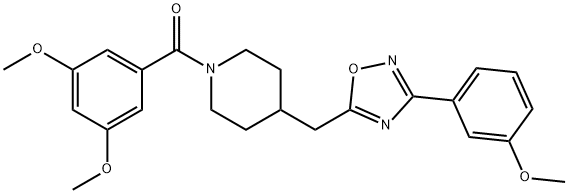 1-(3,5-dimethoxybenzoyl)-4-{[3-(3-methoxyphenyl)-1,2,4-oxadiazol-5-yl]methyl}piperidine Struktur