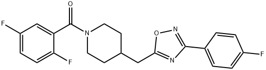 1-(2,5-difluorobenzoyl)-4-{[3-(4-fluorophenyl)-1,2,4-oxadiazol-5-yl]methyl}piperidine Struktur