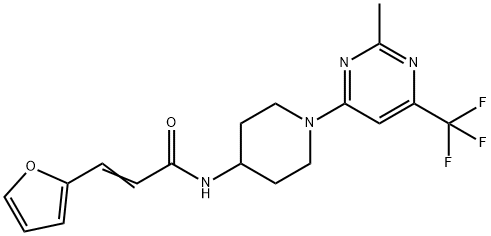 (2E)-3-(furan-2-yl)-N-{1-[2-methyl-6-(trifluoromethyl)pyrimidin-4-yl]piperidin-4-yl}prop-2-enamide Struktur