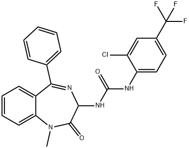 1-[2-chloro-4-(trifluoromethyl)phenyl]-3-(1-methyl-2-oxo-5-phenyl-2,3-dihydro-1H-1,4-benzodiazepin-3-yl)urea Struktur