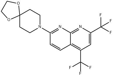 1,4-Dioxa-8-azaspiro[4.5]decane,8-[5,7-bis(trifluoromethyl)-1,8-naphthyridin-2-yl]-(9CI) Struktur