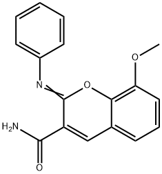 (2Z)-8-methoxy-2-(phenylimino)-2H-chromene-3-carboxamide Struktur