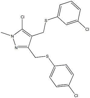 (5-chloro-3-{[(4-chlorophenyl)sulfanyl]methyl}-1-methyl-1H-pyrazol-4-yl)methyl 3-chlorophenyl sulfide Struktur