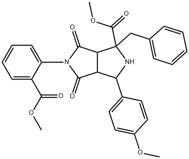 methyl 1-benzyl-5-[2-(methoxycarbonyl)phenyl]-3-(4-methoxyphenyl)-4,6-dioxooctahydropyrrolo[3,4-c]pyrrole-1-carboxylate Struktur