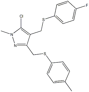 (5-chloro-4-{[(4-fluorophenyl)sulfanyl]methyl}-1-methyl-1H-pyrazol-3-yl)methyl 4-methylphenyl sulfide Struktur