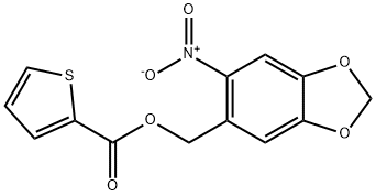 (6-nitro-2H-1,3-benzodioxol-5-yl)methyl thiophene-2-carboxylate Struktur