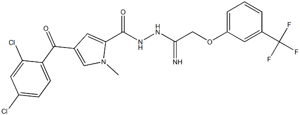 4-(2,4-dichlorobenzoyl)-1-methyl-N'-{2-[3-(trifluoromethyl)phenoxy]ethanimidoyl}-1H-pyrrole-2-carbohydrazide Struktur