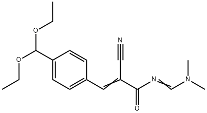 (2Z)-2-cyano-3-[4-(diethoxymethyl)phenyl]-N-[(1E)-(dimethylamino)methylidene]prop-2-enamide Struktur