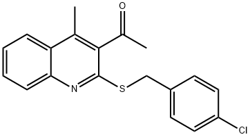 1-(2-{[(4-chlorophenyl)methyl]sulfanyl}-4-methylquinolin-3-yl)ethan-1-one Struktur