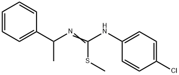 (E)-N'-(4-chlorophenyl)-N-(1-phenylethyl)(methylsulfanyl)methanimidamide Struktur