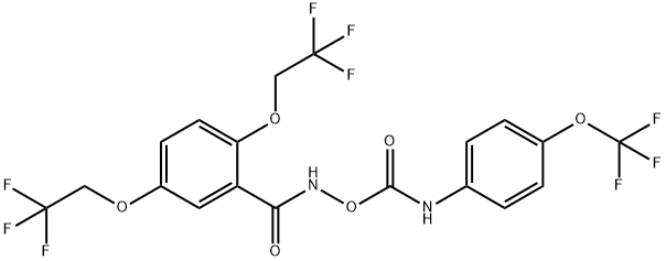 [2,5-bis(2,2,2-trifluoroethoxy)phenyl]formamido N-[4-(trifluoromethoxy)phenyl]carbamate Struktur