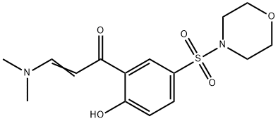 (2E)-3-(dimethylamino)-1-[2-hydroxy-5-(morpholine-4-sulfonyl)phenyl]prop-2-en-1-one Struktur