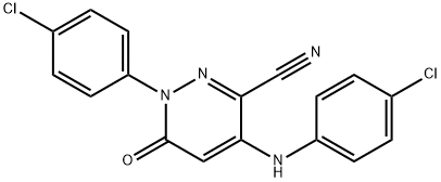 1-(4-chlorophenyl)-4-[(4-chlorophenyl)amino]-6-oxo-1,6-dihydropyridazine-3-carbonitrile Struktur