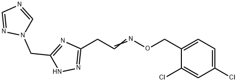 (E)-[(2,4-dichlorophenyl)methoxy](2-{3-[(1H-1,2,4-triazol-1-yl)methyl]-1H-1,2,4-triazol-5-yl}ethylidene)amine Struktur