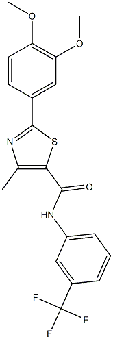 2-(3,4-dimethoxyphenyl)-4-methyl-N-[3-(trifluoromethyl)phenyl]-1,3-thiazole-5-carboxamide Struktur