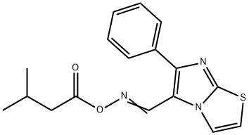 (E)-({6-phenylimidazo[2,1-b][1,3]thiazol-5-yl}methylidene)amino 3-methylbutanoate Struktur