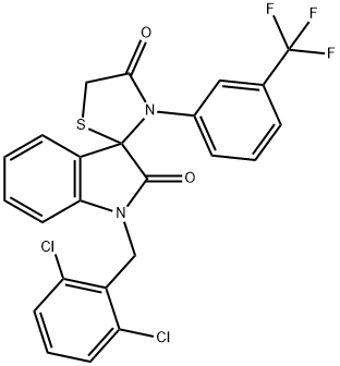 1-[(2,6-dichlorophenyl)methyl]-3'-[3-(trifluoromethyl)phenyl]-1,2-dihydrospiro[indole-3,2'-[1,3]thiazolidine]-2,4'-dione Struktur