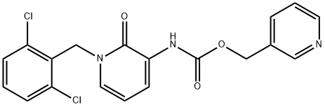 (pyridin-3-yl)methyl N-{1-[(2,6-dichlorophenyl)methyl]-2-oxo-1,2-dihydropyridin-3-yl}carbamate Struktur