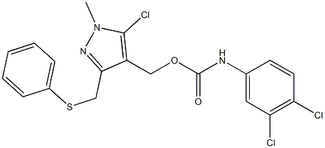 {5-chloro-1-methyl-3-[(phenylsulfanyl)methyl]-1H-pyrazol-4-yl}methyl N-(3,4-dichlorophenyl)carbamate Struktur