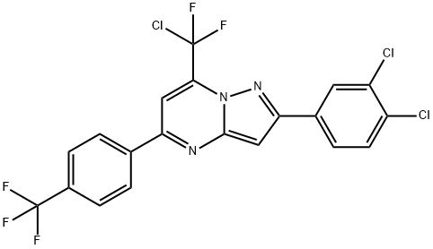 7-[chloro(difluoro)methyl]-2-(3,4-dichlorophenyl)-5-[4-(trifluoromethyl)phenyl]pyrazolo[1,5-a]pyrimidine Struktur