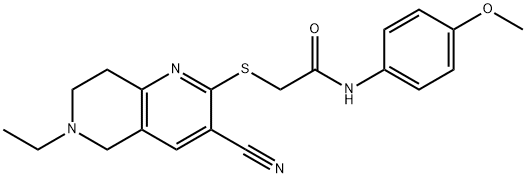 2-[(3-cyano-6-ethyl-5,6,7,8-tetrahydro[1,6]naphthyridin-2-yl)sulfanyl]-N-(4-methoxyphenyl)acetamide Struktur