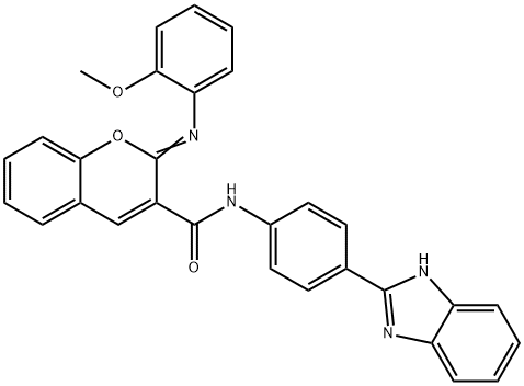 (2Z)-N-[4-(1H-1,3-benzodiazol-2-yl)phenyl]-2-[(2-methoxyphenyl)imino]-2H-chromene-3-carboxamide Struktur