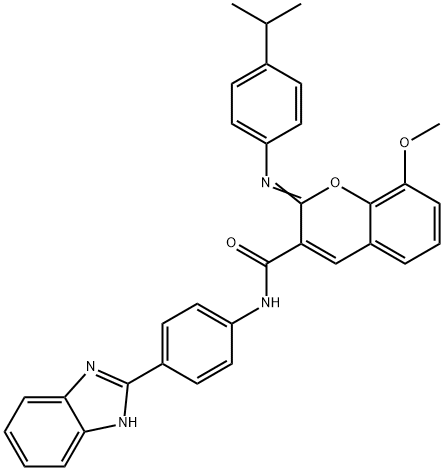 (2Z)-N-[4-(1H-1,3-benzodiazol-2-yl)phenyl]-8-methoxy-2-{[4-(propan-2-yl)phenyl]imino}-2H-chromene-3-carboxamide Struktur