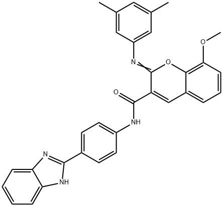 (2Z)-N-[4-(1H-1,3-benzodiazol-2-yl)phenyl]-2-[(3,5-dimethylphenyl)imino]-8-methoxy-2H-chromene-3-carboxamide Struktur