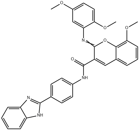 (2Z)-N-[4-(1H-1,3-benzodiazol-2-yl)phenyl]-2-[(2,5-dimethoxyphenyl)imino]-8-methoxy-2H-chromene-3-carboxamide Struktur