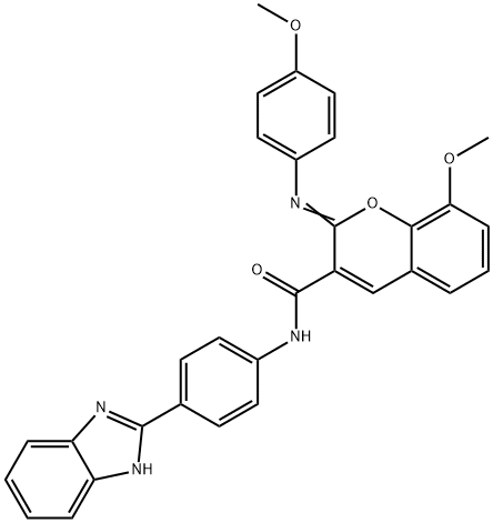 (2Z)-N-[4-(1H-1,3-benzodiazol-2-yl)phenyl]-8-methoxy-2-[(4-methoxyphenyl)imino]-2H-chromene-3-carboxamide Struktur