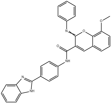 (2Z)-N-[4-(1H-1,3-benzodiazol-2-yl)phenyl]-8-methoxy-2-(phenylimino)-2H-chromene-3-carboxamide Struktur