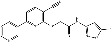 2-[(5-cyano-2,3'-bipyridin-6-yl)thio]-N-(5-methylisoxazol-3-yl)acetamide Struktur