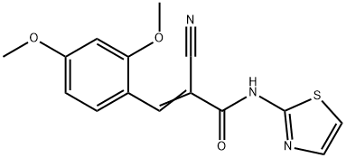 (2E)-2-cyano-3-(2,4-dimethoxyphenyl)-N-(1,3-thiazol-2-yl)prop-2-enamide Struktur