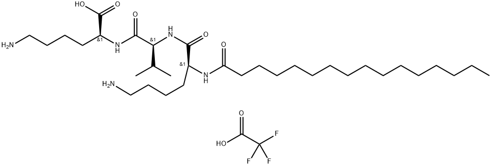 N2-(1-Oxohexadecyl)-L-lysyl-L-valyl-L-lysine 2,2,2-trifluoroacetate (1:2) Structure