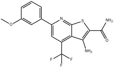 3-amino-6-(3-methoxyphenyl)-4-(trifluoromethyl)thieno[2,3-b]pyridine-2-carboxamide Struktur