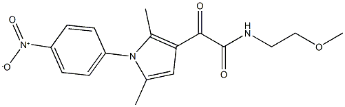 2-[2,5-dimethyl-1-(4-nitrophenyl)-1H-pyrrol-3-yl]-N-(2-methoxyethyl)-2-oxoacetamide Struktur