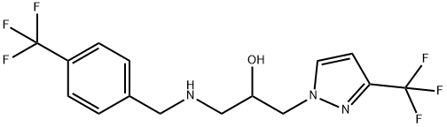 1-[3-(trifluoromethyl)-1H-pyrazol-1-yl]-3-({[4-(trifluoromethyl)phenyl]methyl}amino)propan-2-ol Struktur