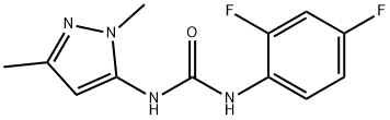 1-(2,4-difluorophenyl)-3-(1,3-dimethyl-1H-pyrazol-5-yl)urea Struktur