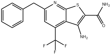 3-amino-6-benzyl-4-(trifluoromethyl)thieno[2,3-b]pyridine-2-carboxamide Struktur