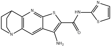 5-amino-N-(1,3-thiazol-2-yl)-7-thia-1,9-diazatetracyclo[9.2.2.0~2,10~.0~4,8~]pentadeca-2,4(8),5,9-tetraene-6-carboxamide Struktur