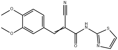 (2E)-2-cyano-3-(3,4-dimethoxyphenyl)-N-(1,3-thiazol-2-yl)prop-2-enamide Struktur