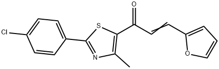 (2E)-1-[2-(4-chlorophenyl)-4-methyl-1,3-thiazol-5-yl]-3-(furan-2-yl)prop-2-en-1-one Struktur