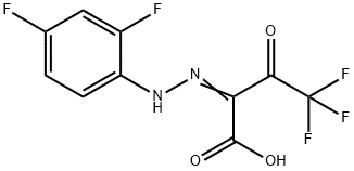 (2E)-2-[2-(2,4-difluorophenyl)hydrazin-1-ylidene]-4,4,4-trifluoro-3-oxobutanoic acid Struktur