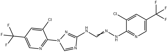 (E)-N-{1-[3-chloro-5-(trifluoromethyl)pyridin-2-yl]-1H-1,2,4-triazol-3-yl}-N'-{[3-chloro-5-(trifluoromethyl)pyridin-2-yl]amino}methanimidamide Struktur