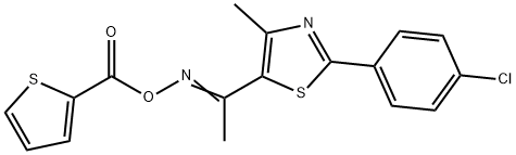 (E)-{1-[2-(4-chlorophenyl)-4-methyl-1,3-thiazol-5-yl]ethylidene}amino thiophene-2-carboxylate Struktur