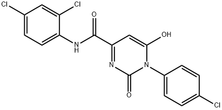 1-(4-chlorophenyl)-N-(2,4-dichlorophenyl)-6-hydroxy-2-oxo-1,2-dihydropyrimidine-4-carboxamide Struktur