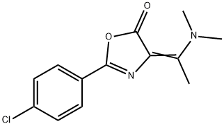 (4E)-2-(4-chlorophenyl)-4-[1-(dimethylamino)ethylidene]-4,5-dihydro-1,3-oxazol-5-one Struktur