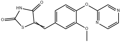 (5Z)-5-{[3-methoxy-4-(pyrazin-2-yloxy)phenyl]methylidene}-1,3-thiazolidine-2,4-dione Struktur