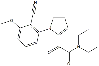 2-[1-(2-cyano-3-methoxyphenyl)-1H-pyrrol-2-yl]-N,N-diethyl-2-oxoacetamide Struktur